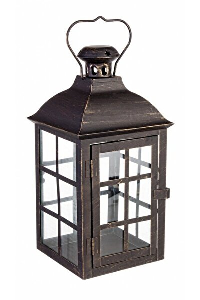 Bizzotto Lantern metalic auriu negru Santarem 17x17x34 cm