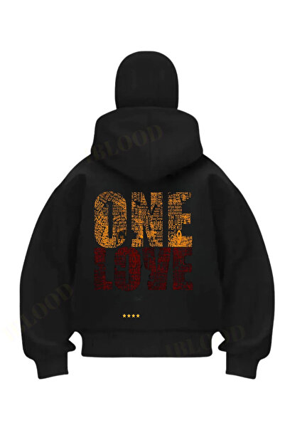 1blood Cardigan unisex negru OneLove cu imprimeu cu mască pentru capul de zăpadă tricou