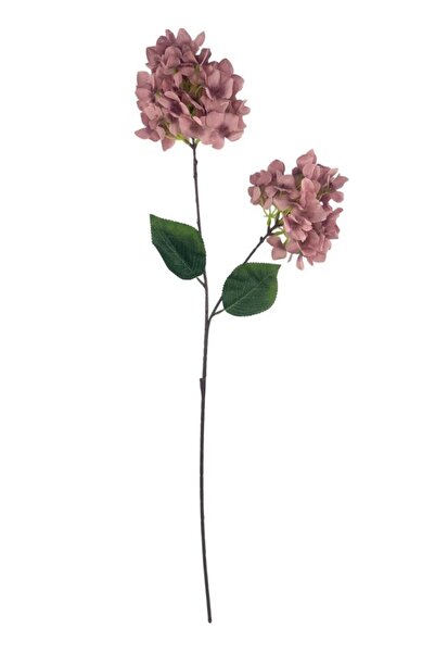 Nettenevime Yapay Çiçek Ortanca 90cm 2Toplu Gülkurusu Koyu Tek Dal Kumaş Çiçek Uzun Dal
