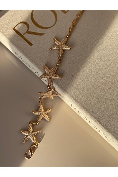 LEROSY CO Altın Renk Denizyıldızı Motifli Çelik Kadın Vücut Zinciri – Bel, Elbise, Pantolon ve Etek Zinciri