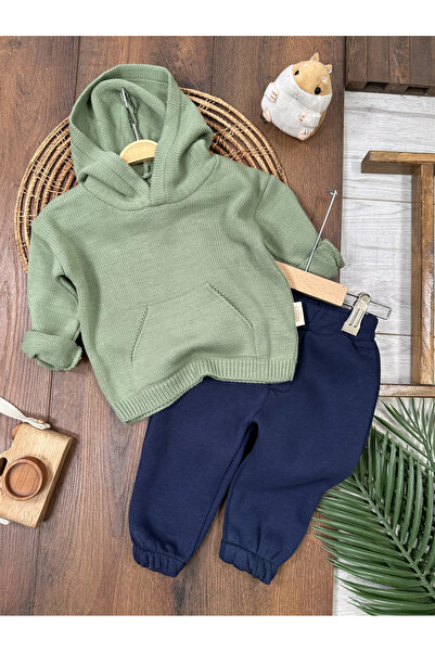 Bolly Baby Knitwear Sweater Hooded 3 Thread Inner Ribbed Pants Winter Baby Bo...