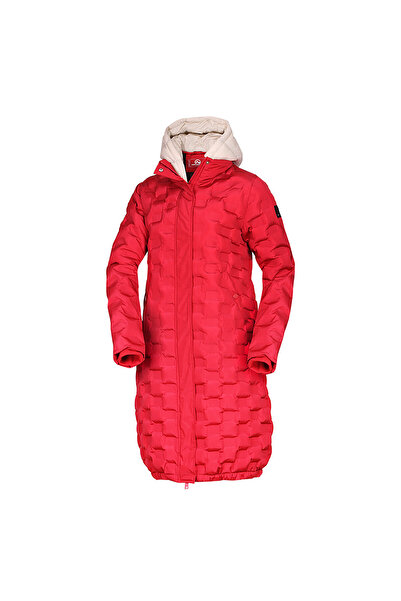 NORTHFINDER Jachetă lungă de damă cu lipire în formă de cub LAURIE roșie