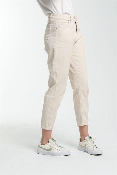 MAKRAS EXCLUSIVE A125344 Women's Gray High Waist Mom Jean Jeans Slim Fit Denim Pants