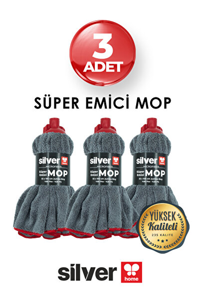 SİLVER HOME 3 Adet Süper Emici Mop Havlu Mop 55x105 cm