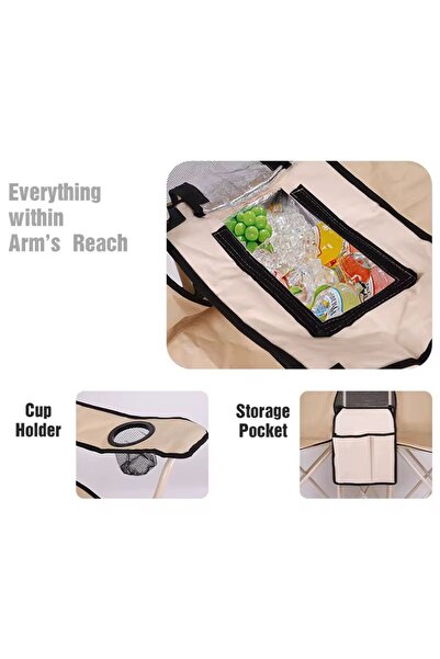 Generic Camping chair with Canopy shade and cup holder - Support 150 kg Oversized Folding Beach Chair