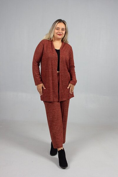 Truva XXL Cotton Wool Viscose Plus Size Pants Cardigan Suit Tile