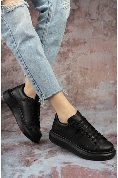 Erceka Casual Sneaker Γυναικεία Αθλητικά Παπούτσια με κορδόνια Μαύρα