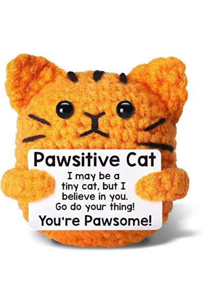 Generic YelaJoy Positive Crochet for Dad Mom Grandma Grandpa Daughter Son Friend,Orange Cat Gifts for Cat L