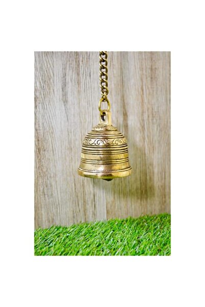 Generic Aakrati Vintage Matte Wall Hanging Bell with Brass Chain and Hook for...