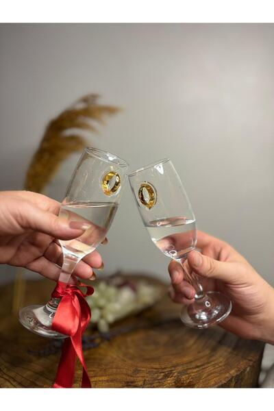 No 35 Champagne Glass with Ring Figure, Set of 2