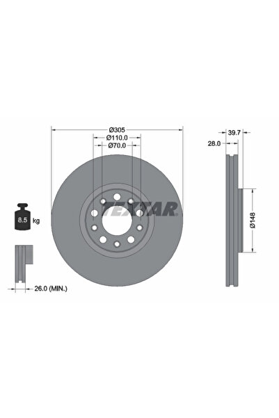 TEXTAR Disc Frana Fiat 500X/Toro Jeep Compass/Renegade Suv