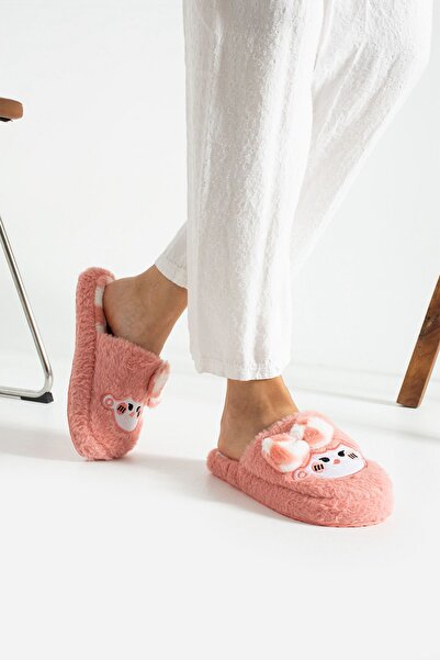 modastilin Women's Plush House Slippers Soft Soled Winter Comfortable Slippers with Bow Tie and Character Figures