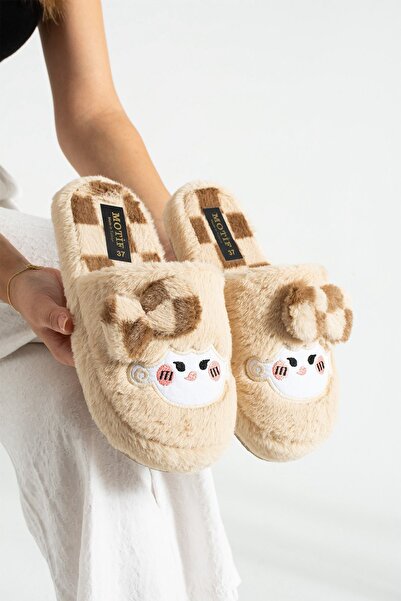 modastilin Papuci de casă de pluș pentru femei, cu talpă moale, papuci confor...