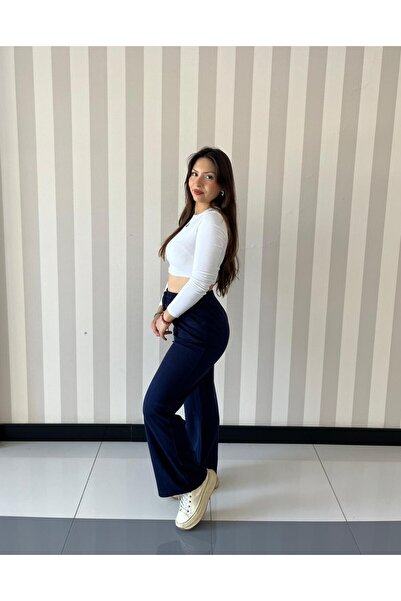 ELSEBUTİKTR Women's Soft High Waist Wide Leg Modal Fabric Pants