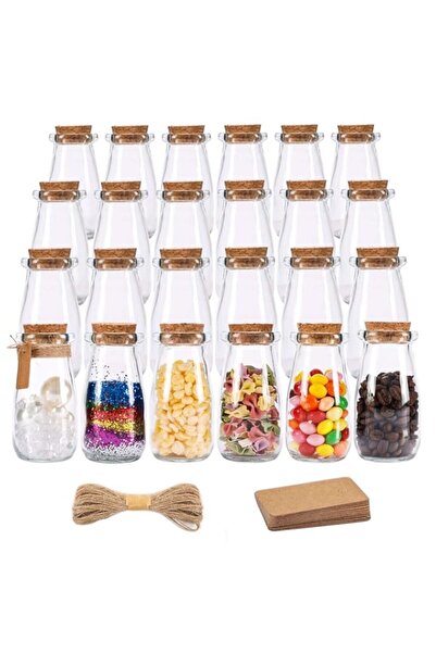 Generic Excefore 24pcs 3.4oz Glass Favor Jars, 100ml Small Bottles with Cork Lids, Mini Milk Potion Bottles