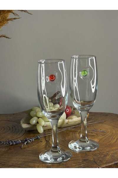 VERTO Champagne Glass Set of 2 with Smiling Face Figure