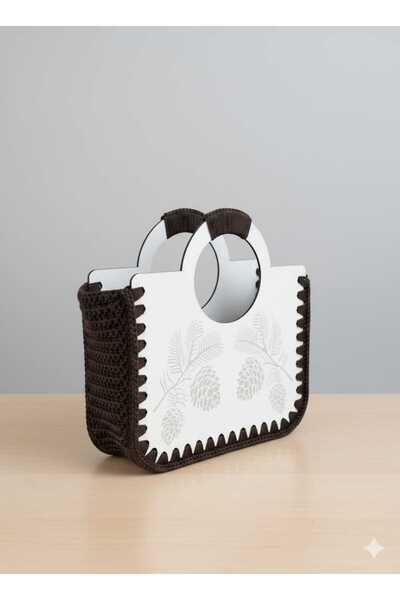 AYDEMİR EL SANATLARI EL ÖRMESİ AHŞAP DETAYLI ÖZEL TASARIM ÇANTA