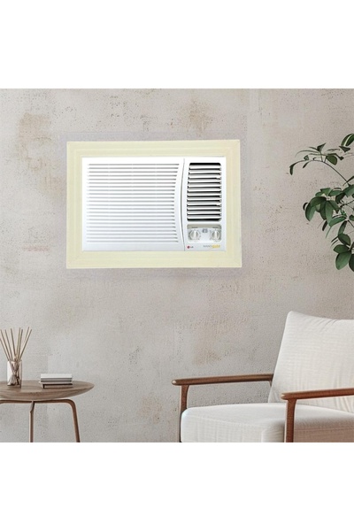 BHNS White colored wooden window air conditioner frame, ready-made air conditioner frames, decorative frame, dust and insect resistant, easy to disassemble and install