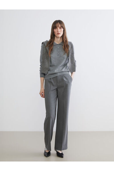 LC Waikiki Lcw Vision Gray Loose Fit Women's Pleated Pants