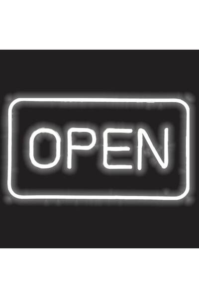 SHOPIENS Panou LED Neon, Model „Deschis”, Alb, 41x23.5cm, Alimentat prin USB