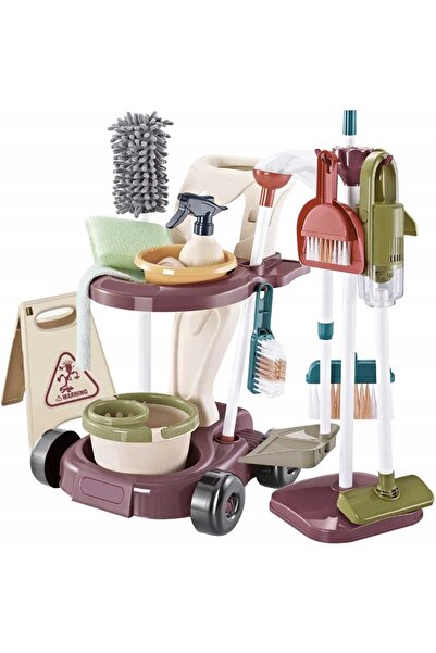 Selgot Cleaning Set for Kids, 26 Elements, Vacuum Cleaner, Mop, Broom with Dustpan, 32 x 30 x 45.5 cm