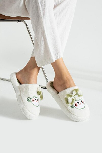 modastilin Women's Plush House Slippers Soft Soled Winter Comfortable Slippers with Bow Tie and Character Figures