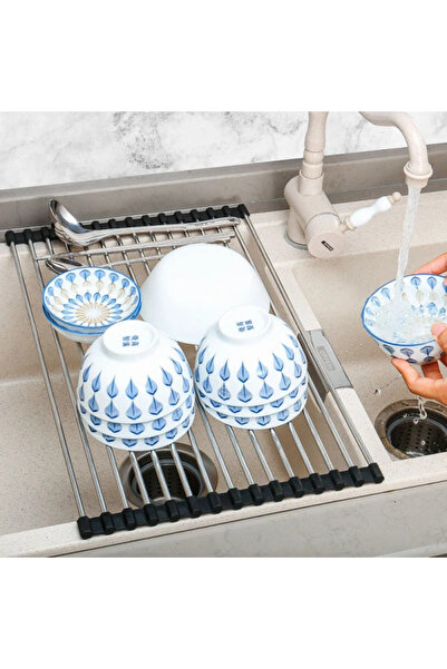 Rovitech Foldable dish drying rack for sink, stainless steel, 34 x 47cm