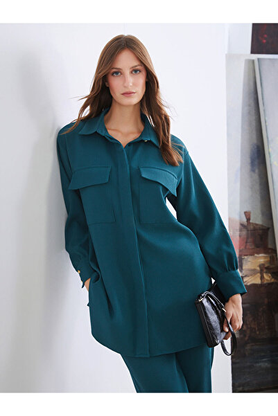 LC Waikiki Oversize Kadife Kadın Gömlek Tunik