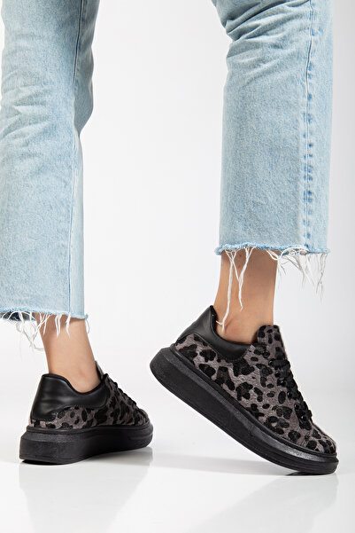 Erceka Sportovní obuv pro volný čas Dámské tenisky Šněrovací Leopardí černo-bílo-hnědá