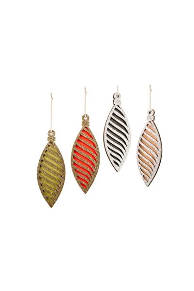 Generic Brand Fatio Wooden Christmas Ornaments – Set of 4 Rustic Hanging Deco...