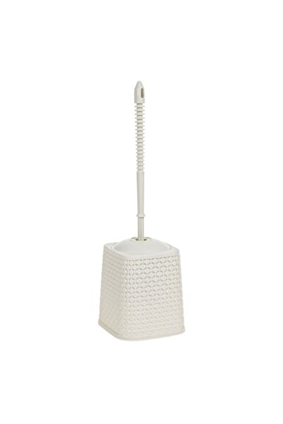 SHOPIENS Plastic Toilet Brush, Diamond Model, Non-Slip Handle, Ecru, 40 cm, MYONNA IT & E- COMMERCE