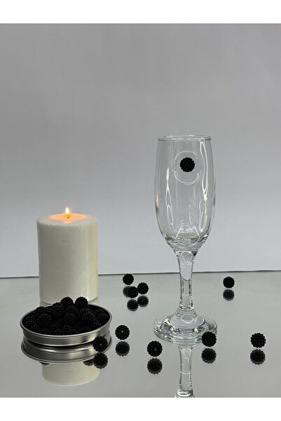 Elif Asya Ceyiz Tekstil Champagne Glass Set of 2 with Black Pearl Blackberry ...