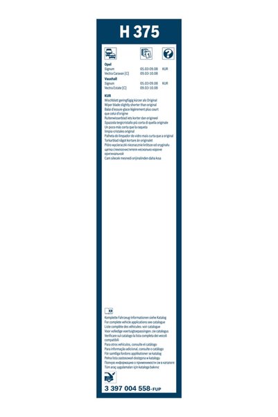 Bosch Lamela Stergator Opel Signum/Vectra C Vauxhall Signum/Vectra Μοντέλο 2