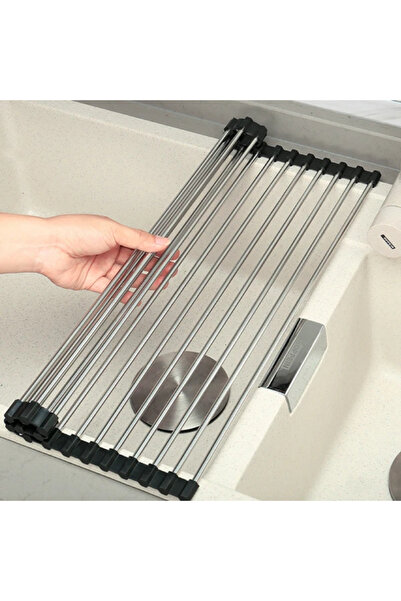 Rovitech Foldable dish drying rack for sink, stainless steel, 34 x 47cm