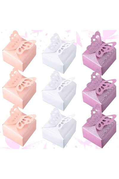 Generic SYOSI 60 PCS Butterfly Favor Boxes, Candy Box Decoration for Party Wedding Birthday, Small Gift Box