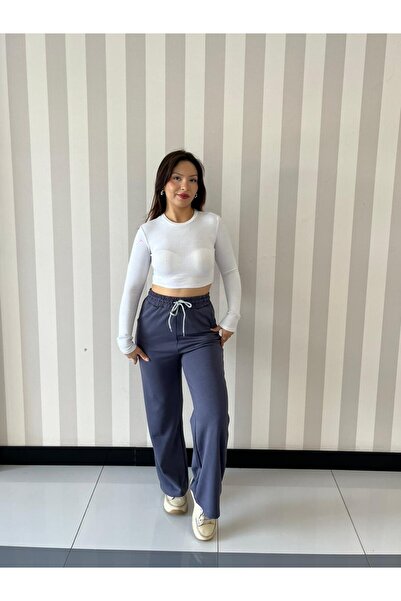 ELSEBUTİKTR Women's Soft High Waist Wide Leg Modal Fabric Pants