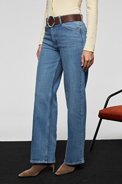 GRIMELANGE Duna women's 100% cotton straight fit denim blue jeans