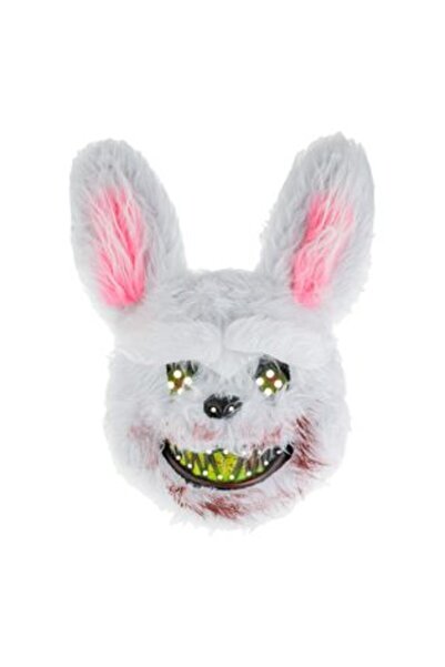 Jumbo Horror Costume Mask - Rabbit Face White with Blood on Teeth