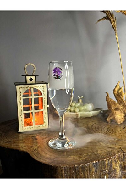 ZEMİRA HOME Champagne Glass with Tree Figure, Set of 2