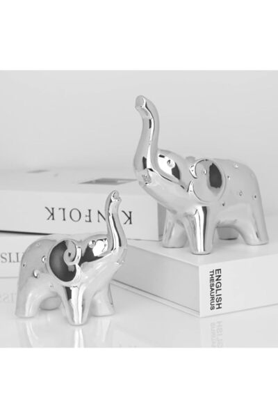 Generic prosfalt A Pair Elephant Statue Home Decor,Modern Style Figurines,Scu...