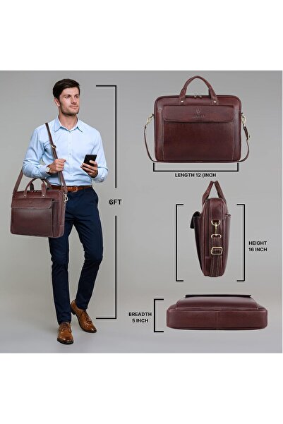 Wildhorn Leather Laptop Bag for Men/Office Bag for Men | Fits Upto 15.6 Inch Laptop/MacBook | Laptop