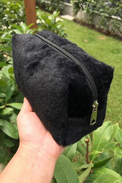 Mas'dala EGAR SİYAH Peluş Makyaj ve Seyahat Çantası