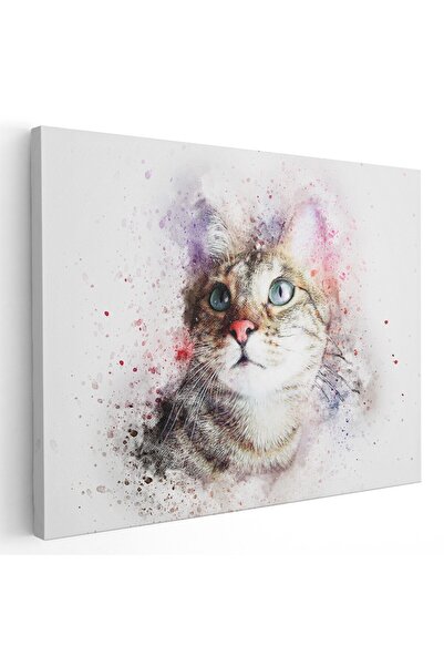 Tablou Canvas animale portret pisica acuarela multicolor, cod 1177