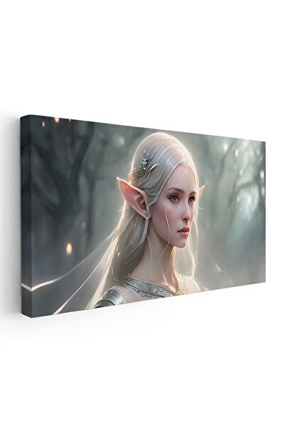 Tablou Canvas Tablou portret femeie cu urechi de elf, crem, gri, cod 1728