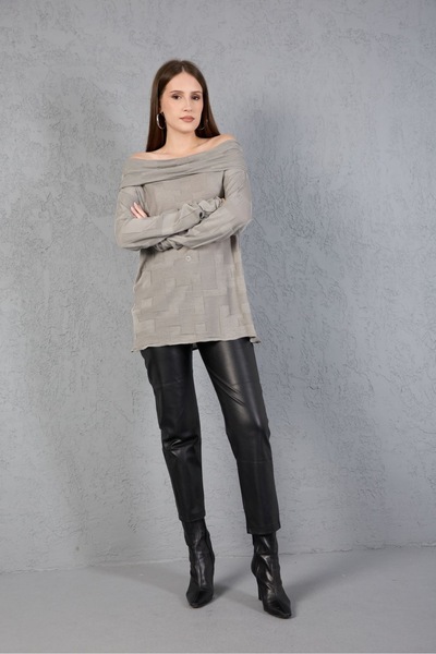 sumoda pulover pentru femei guler Madonna cu mânecă lungă croială confortabil...