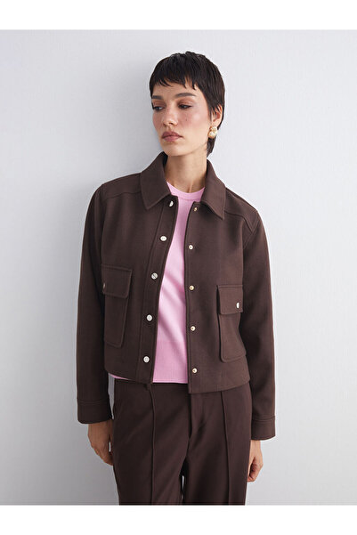 LC Waikiki artı-store'den Kahverengi Kadın Kaşe Gömlek Ceket