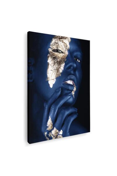 Tablou Canvas Tablou portret model machiaj auriu si albastru, auriu, albastru...