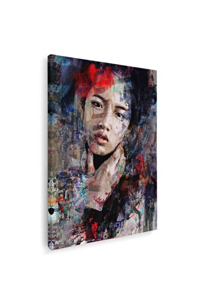 Tablou Canvas abstract portret femeie in nuante multicolore, cod 1032