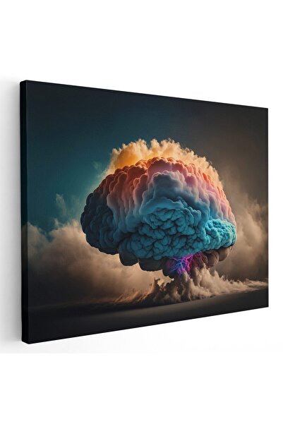 Tablou Canvas creier uman creat din nori, maro, albastru, roz, cod 1116