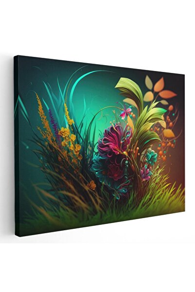 Tablou Canvas Tablou pictura digitala plante flori verde, cod 1673